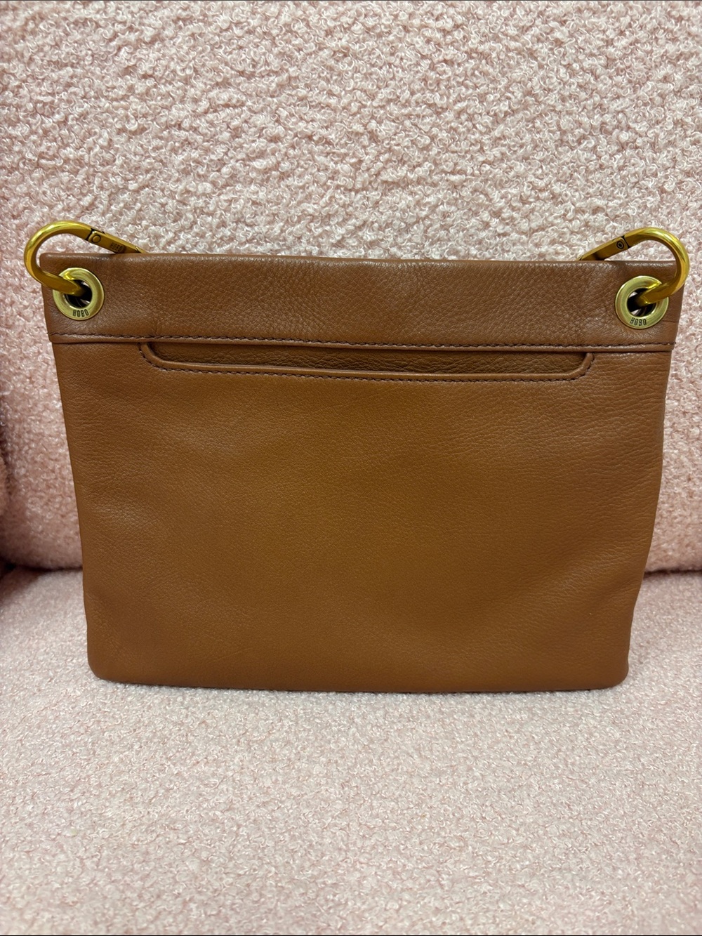 Classic Brown Leather Shoulder Bag with Gold Hardware